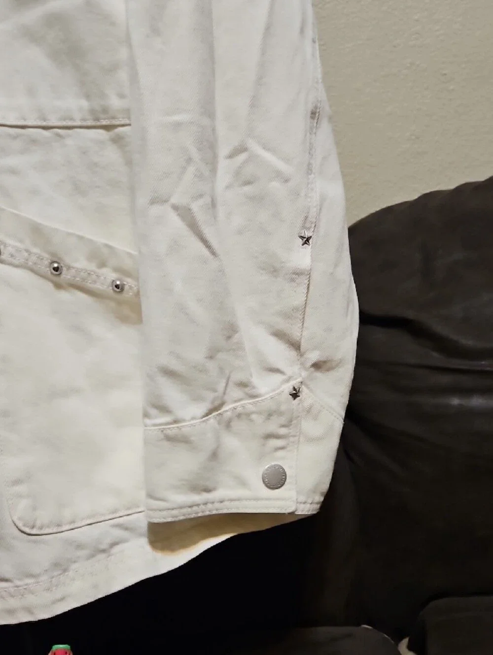 Universal Thread Cream Stud-Trim Utility Jean Jacket